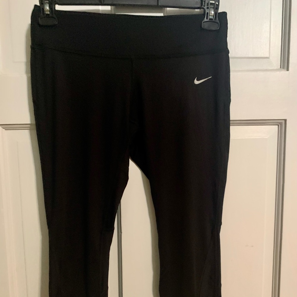 Nike Black Capris with Mesh Panels at Hemline, Size M